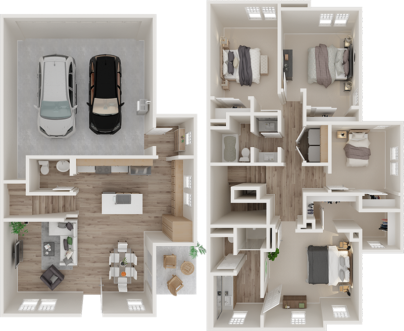 Floor plan for 4 beds, 2.5 baths, 1720 sqft